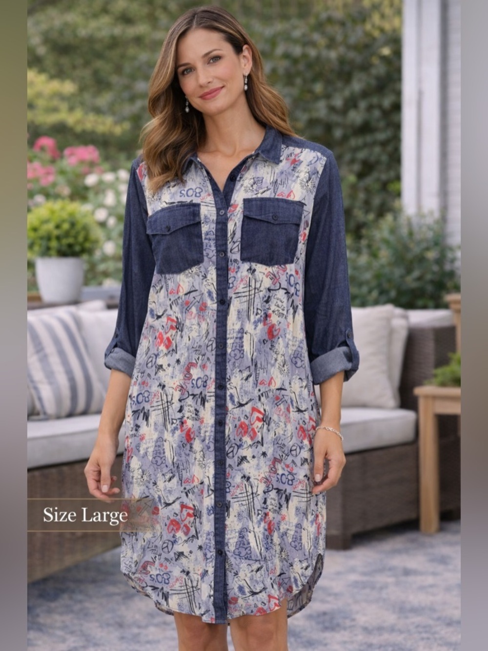 Chesley Love Denim Shirt Dress LARGE